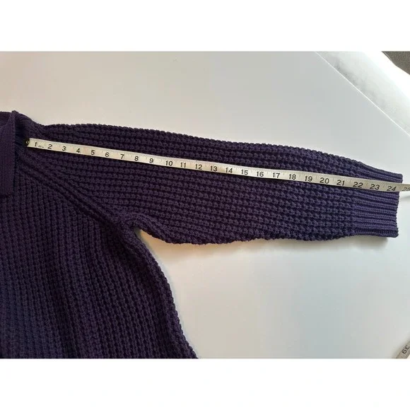 Lands End Purple Chunky Cable Knit Cowlneck Sweater Womens XL - Picture 5 of 7